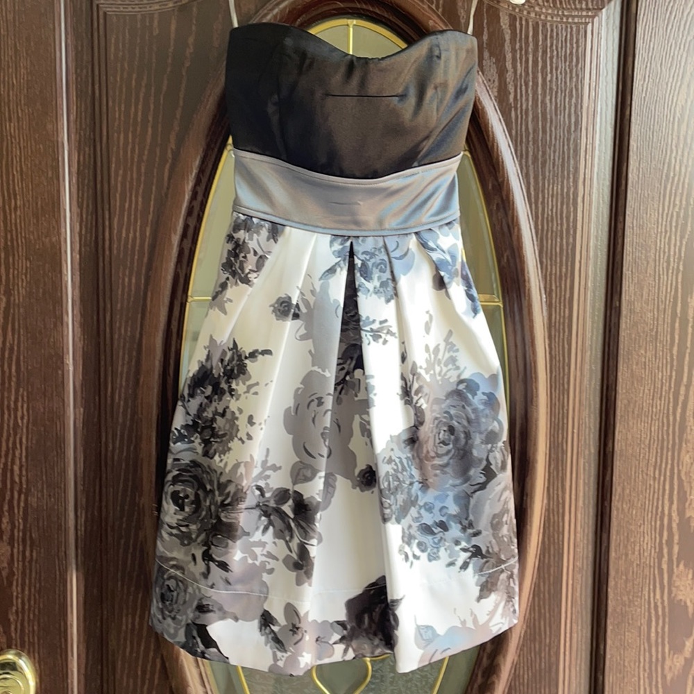 Ruby Rox Black Gray & White Strapless Dress